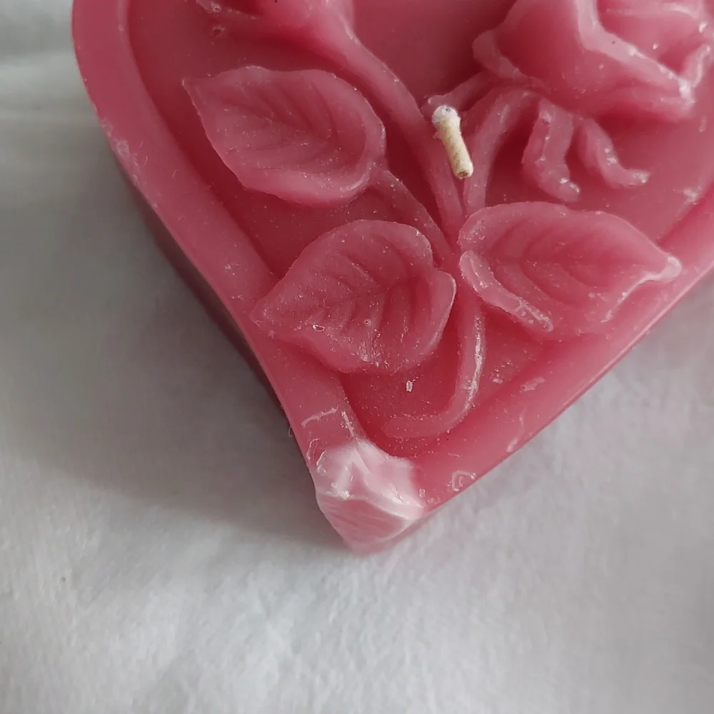 10pc. Candles Pink & White Heart Shape with Rose Design